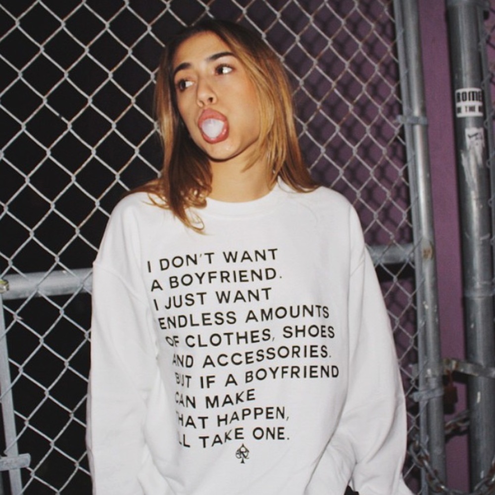 BF Cute Quote White Sweater